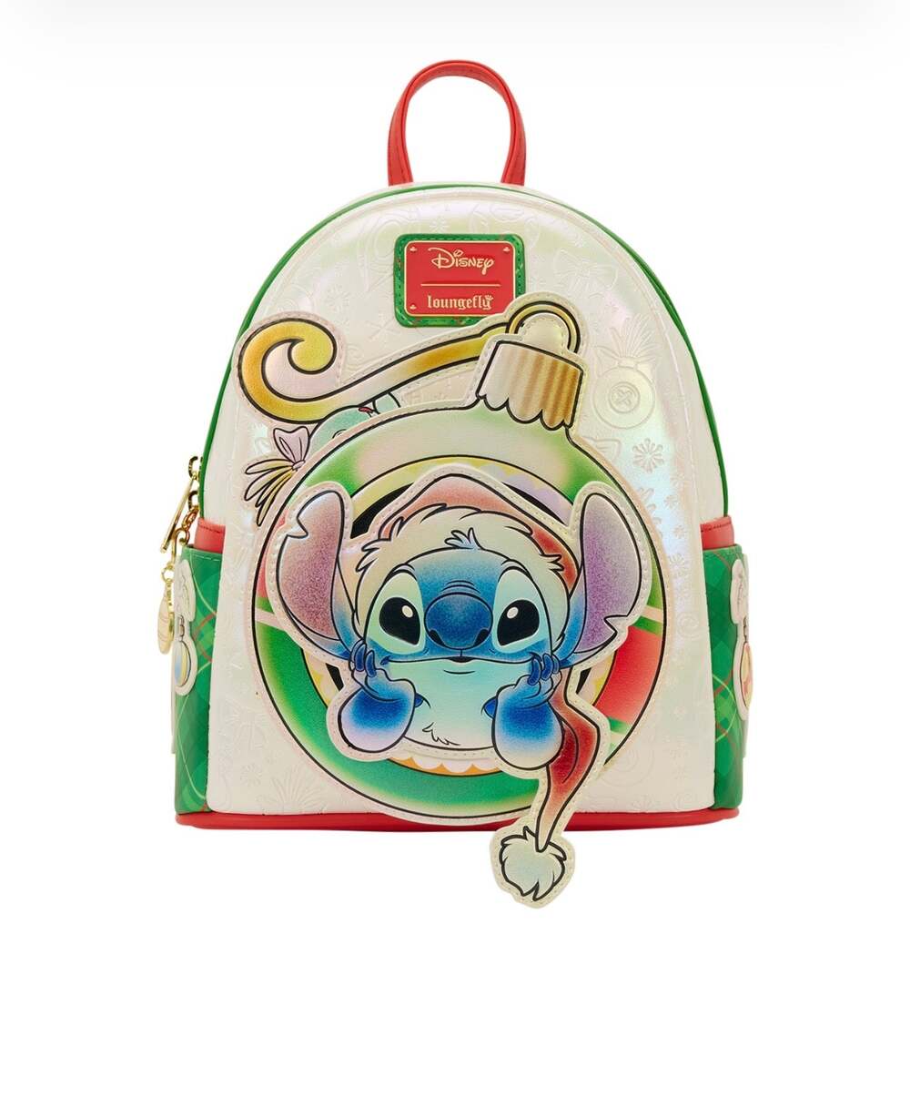 Loungefly Stitch & Scrump Iridescent Holiday Ornament Mini Backpack